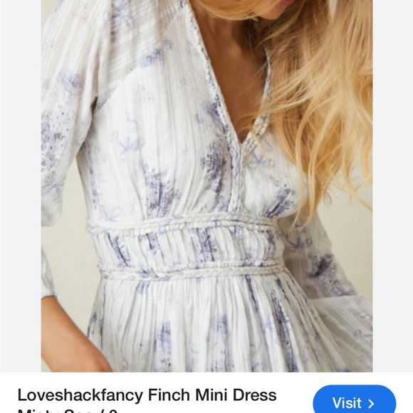 LoveShackFancy finch dress. Misty sea. NWT. Size 12. Beautiful dress. - Picture 3 of 14